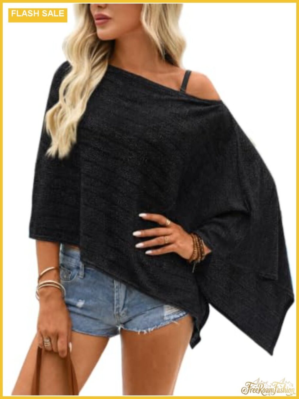 Women's Sheer Poncho Cover Up Crochet Knit Mesh Shrug Shalom